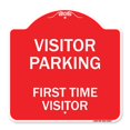 thumbnail image 1 of SignMission A-DES-RW-1818-23017 18 x 18 in. Designer Series Sign - Reserved Parking Sign Visitor Parking First Time Visitor, Red & White, 1 of 4