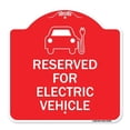 thumbnail image 1 of SignMission A-DES-RW-1818-23209 18 x 18 in. Designer Series Sign - Reserved for Electric Vehicle with Graphic, Red & White, 1 of 4
