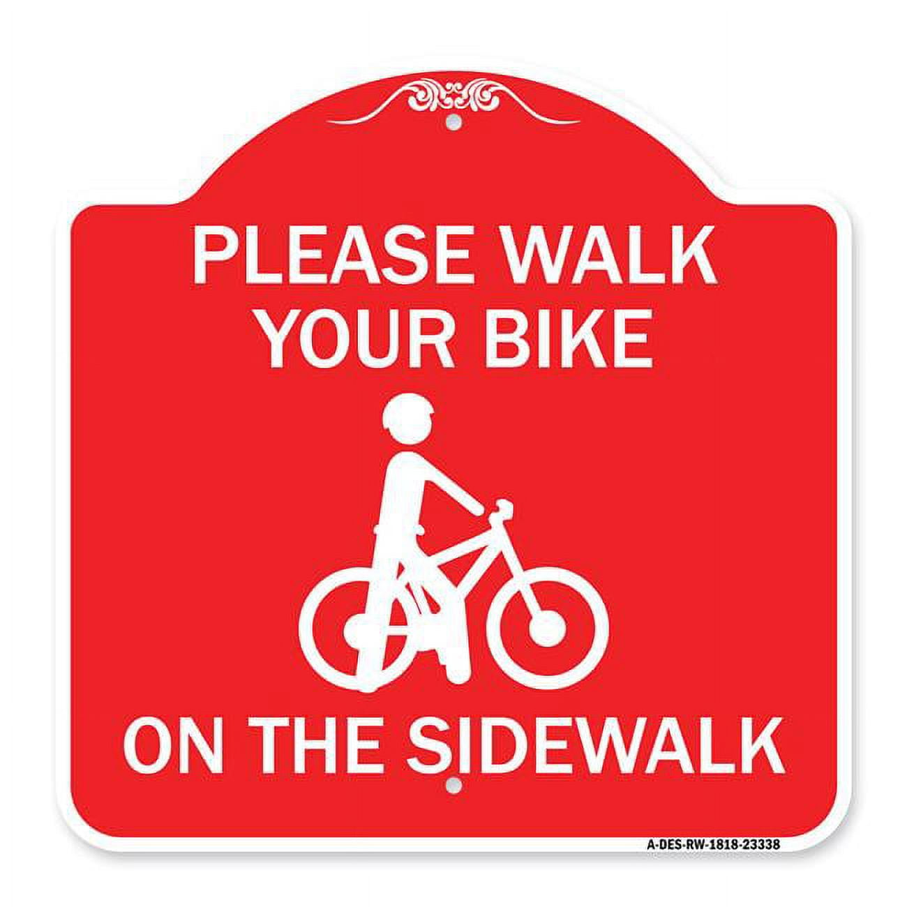 SignMission Designer Series Sign Pavement Stencil Please Walk Your Bike on the Sidewalk Burgundy 18 x 24 Heavy Gauge Aluminum Architectural Sign Made in the USA Walmart