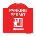 thumbnail image 1 of SignMission A-DES-RW-1818-23402 18 x 18 in. Designer Series Sign - Parking Permit with Left Arrow Symbol, Red & White, 1 of 4