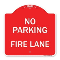 SignMission A-DES-RW-1818-23622 18 x 18 in. Designer Series Sign - No Parking Fire Lane, Red & White