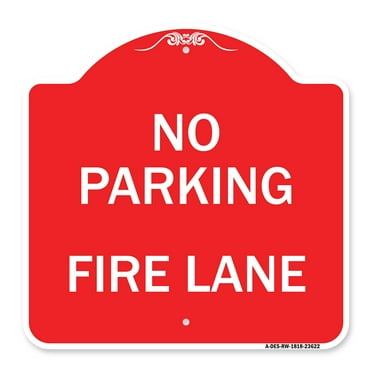 SignMission A-DES-RW-1818-23622 18 x 18 in. Designer Series Sign - No Parking Fire Lane&#44; Red & White