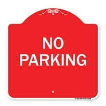 SignMission A-DES-RW-1818-23630 18 x 18 in. Designer Series Sign - No Parking, Red & White