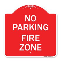 SignMission A-DES-RW-1818-23667 18 x 18 in. Designer Series Sign - No Parking Sign No Parking Fire Zone, Red & White
