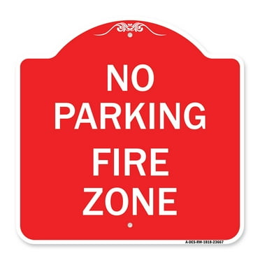 SignMission A-DES-RW-1818-23667 18 x 18 in. Designer Series Sign - No Parking Sign No Parking Fire Zone&#44; Red & White