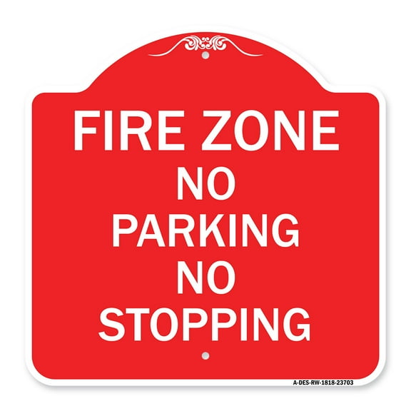 SignMission A-DES-RW-1818-23703 18 x 18 in. Designer Series Sign - No Parking No Stopping, Red & White