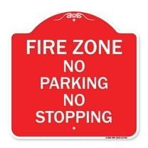 SignMission A-DES-RW-1818-23703 18 x 18 in. Designer Series Sign - No Parking No Stopping, Red & White