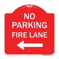 thumbnail image 1 of SignMission A-DES-RW-1818-23736 18 x 18 in. Designer Series Sign - No Parking Fire Lane with Left Arrow, Red & White, 1 of 4