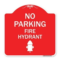 SignMission A-DES-RW-1818-23742 18 x 18 in. Designer Series Sign - No Parking Fire Hydrant with Graphic, Red & White