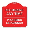 thumbnail image 1 of SignMission A-DES-RW-1818-23784 18 x 18 in. Designer Series Sign - No Parking Anytime & Prohibido Estacionar, Red & White, 1 of 4