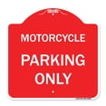 thumbnail image 1 of SignMission A-DES-RW-1818-23868 18 x 18 in. Designer Series Sign - Motorcycle Parking Only, Red & White, 1 of 4