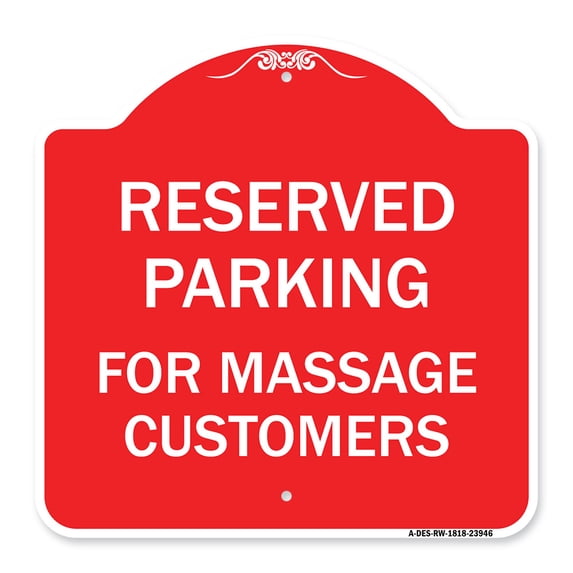 SignMission A-DES-RW-1818-23946 18 x 18 in. Designer Series Sign - For Massage Customers, Red & White