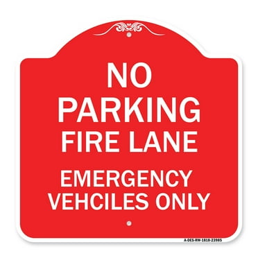 SignMission A-DES-RW-1818-23985 18 x 18 in. Designer Series Sign - Fire Lane Emergency Vehicles Only&#44; Red & White