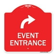 thumbnail image 1 of SignMission A-DES-RW-1818-24085 18 x 18 in. Designer Series Sign - Event Entrance with Upper Right Arrow, Red & White, 1 of 4