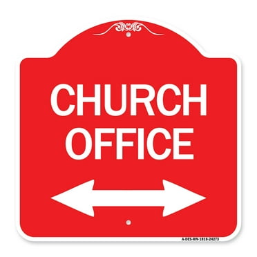 SignMission A-DES-RW-1818-24273 18 x 18 in. Designer Series Sign - Church Parking with Bidirectional Arrow&#44; Red & White