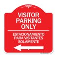 thumbnail image 1 of SignMission Designer Sign - Bilingual Reserved Parking Sign Visitor Parking Only - Estacionamiento Para Visitantes Solamente (With Left Arrow) | Red & White 18" X 18" Aluminum, 1 of 4