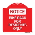 thumbnail image 1 of SignMission A-DES-RW-1818-24307 18 x 18 in. Designer Series Sign - Bike Rack for Residents Only, Red & White, 1 of 4