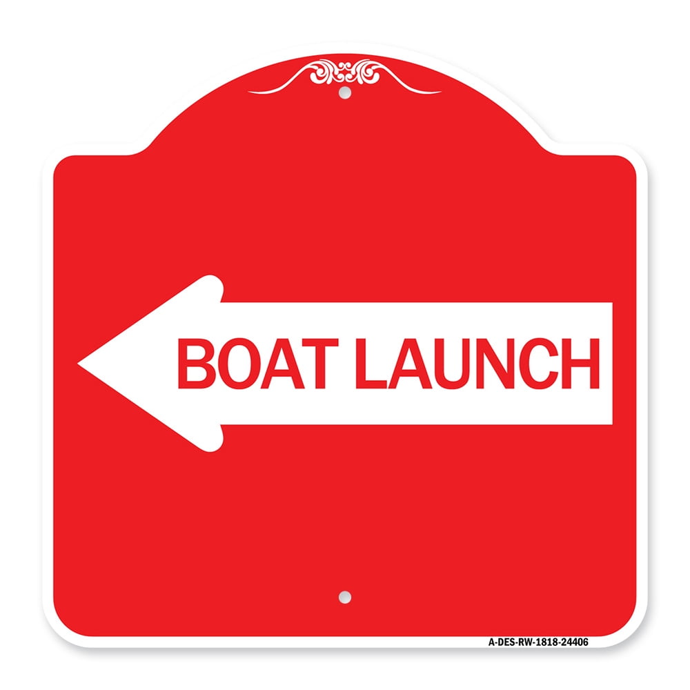 River Launch Sign SignMission A-DES-RW-1818-24406 18 x 18 in. Designer Series Sign - Boat ...