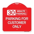 thumbnail image 1 of SignMission A-DES-RW-1818-24422 18 x 18 in. Designer Series Sign - 30 Minutes Parking - Parking for Customers Only, Red & White, 1 of 4