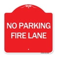 thumbnail image 1 of SignMission A-DES-RW-1818-24610 18 x 18 in. Designer Series Sign - Pavement Stencil No Parking Fire Lane, Red & White, 1 of 4