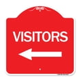 thumbnail image 1 of SignMission A-DES-RW-1818-24617 18 x 18 in. Designer Series Sign - Visitors with Left Arrow, Red & White, 1 of 4