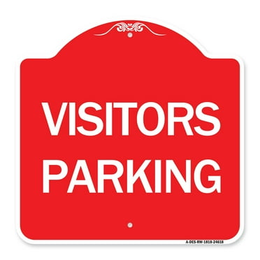SignMission A-DES-RW-1818-24618 18 x 18 in. Designer Series Sign - Visitors Parking&#44; Red & White