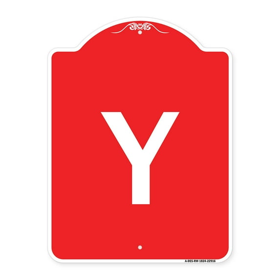 SignMission A-DES-RW-1824-22916 18 x 24 in. Designer Series Sign - Sign with Letter Y , Red & White