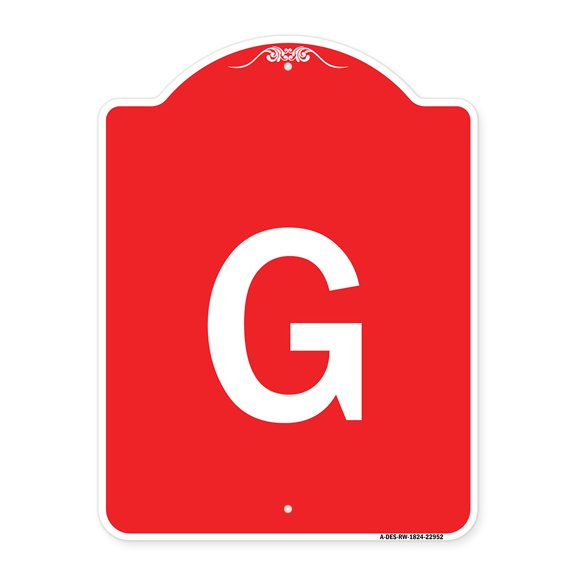 SignMission A-DES-RW-1824-22952 18 x 24 in. Designer Series Sign - Sign with Letter G , Red & White