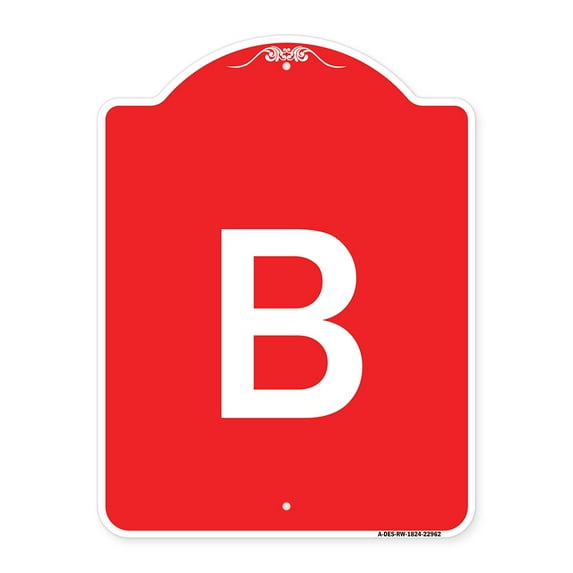 SignMission A-DES-RW-1824-22962 18 x 24 in. Designer Series Sign - Sign with Letter B , Red & White