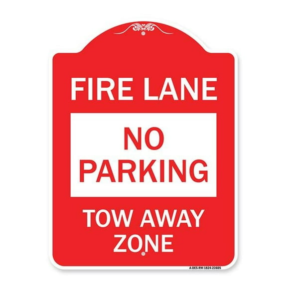 SignMission A-DES-RW-1824-23605 18 x 24 in. Designer Series Sign - No Parking Tow-Away Zone, Red & White
