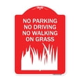 thumbnail image 1 of SignMission A-DES-RW-1824-23626 18 x 24 in. Designer Series Sign - No Parking Driving or Walking on Grass, Red & White, 1 of 4
