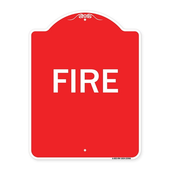 SignMission A-DES-RW-1824-23966 18 x 24 in. Designer Series Sign - Fire, Red & White