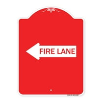 SignMission A-DES-RW-1824-23982 18 x 24 in. Designer Series Sign - Fire Lane Left Arrow, Red & White
