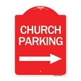 thumbnail image 1 of SignMission A-DES-RW-1824-24271 18 x 24 in. Designer Series Sign - Church Parking with Right Arrow, Red & White, 1 of 4