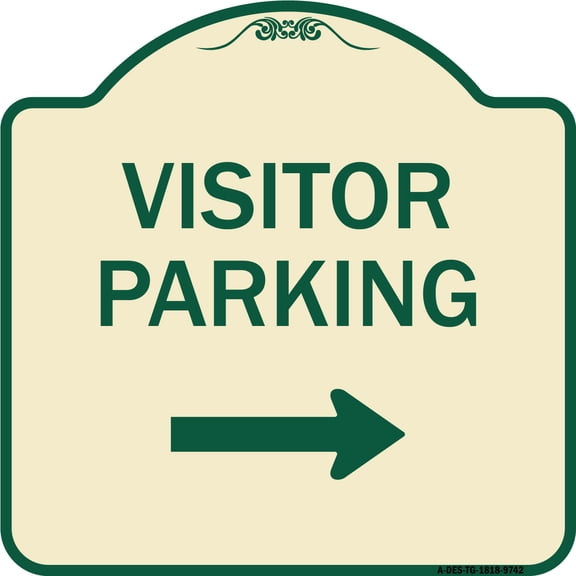 SignMission A-DES-TG-1818-9742 18 x 18 in. Designer Series Sign - Visitor Parking with Right Arrow, Tan & Green