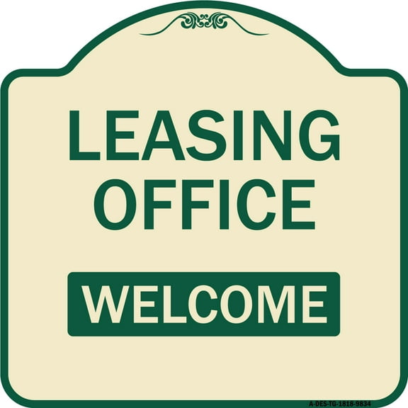 SignMission A-DES-TG-1818-9834 18 x 18 in. Designer Series Sign - Leasing Office Welcome, Tan & Green