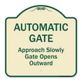 thumbnail image 1 of SignMission A-DES-TG-1818-9862 18 x 18 in. Designer Series Sign - Automatic Gate Approach Slowly Gate Opens, Tan & Green, 1 of 4