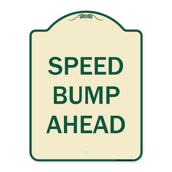 SignMission A-DES-TG-1824-9889 18 x 24 in. Designer Series Sign - Speed Bump Ahead, Tan & Green