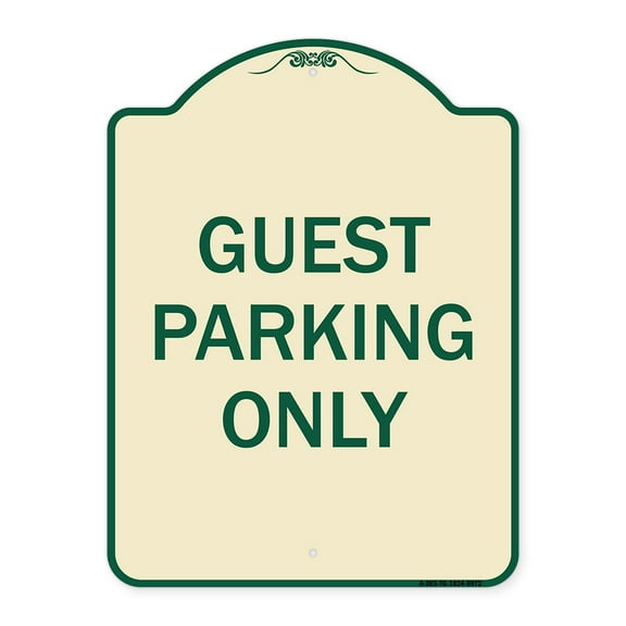 SignMission A-DES-TG-1824-9972 18 x 24 in. Designer Series Sign - Guest Parking Only, Tan & Green