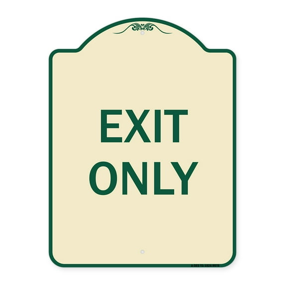SignMission A-DES-TG-1824-9976 18 x 24 in. Designer Series Sign - Exit Only, Tan & Green