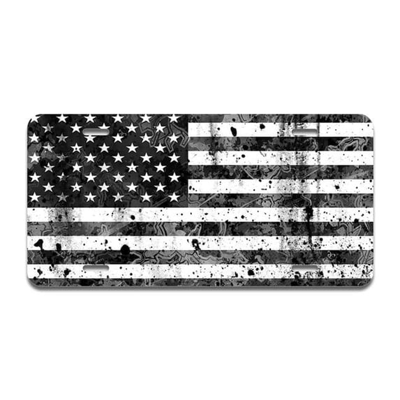 America Camo Flag Grunge Aluminum License Plate| License Plate 12" X 6" Fits Any Car, Truck, SUV, RV, or Trailer | Made in The USA