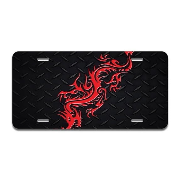 Red Dragon Aluminum License Plate| License Plate 12" X 6" Fits Any Car, Truck, SUV, RV, or Trailer | Made in The USA