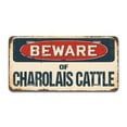 thumbnail image 1 of Beware of Charolais Cattle Aluminum License Plate| License Plate 12" X 6" Fits Any Car, Truck, SUV, RV, or Trailer | Made in The USA, 1 of 3