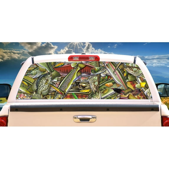 SignMission Acid Surf Rear Window Graphic truck view thru vinyl decal HD Graphics Professional Grade Material Universal Fit for Full Size Trucks Weatherproof & Car Wash Safe Made In The U.S.A.