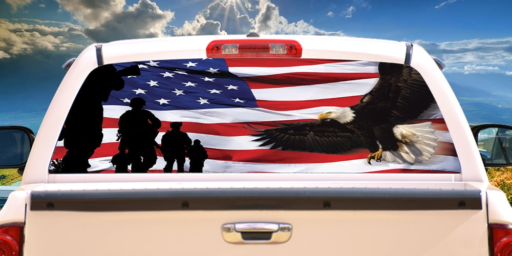 SignMission American Honor Eagle Rear Window Graphic truck view thru