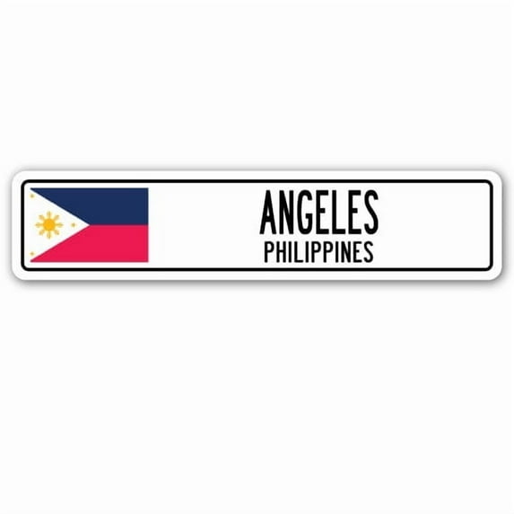 SignMission A-24-SSC-Angeles Ph Angeles , Philippines Aluminum Street Sign for Filipino Flag City Country Road Wall Gift