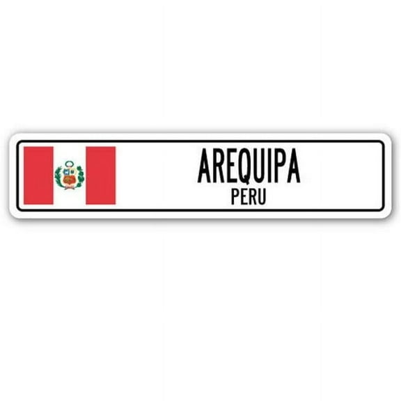 AREQUIPA PERU Street Sign Peruvian flag city country road wall gift