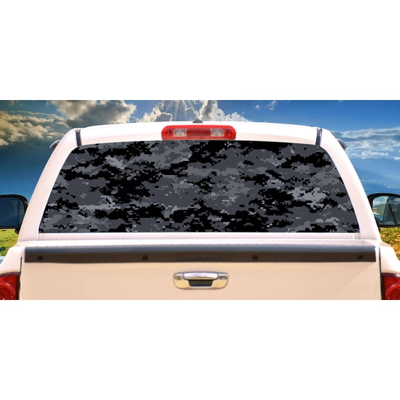 SignMission Digital Camo Rear Window Graphic truck view thru vinyl decal HD Graphics Professional Grade Material Universal Fit for Full Size Trucks Weatherproof & Car Wash Safe Made In