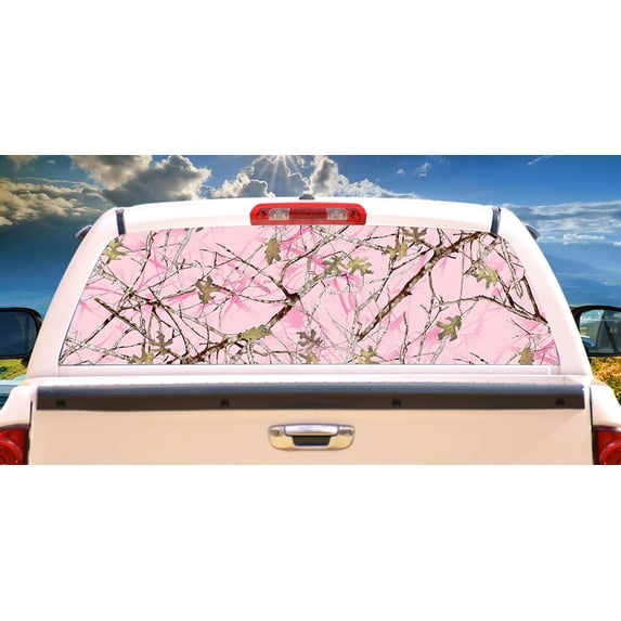 SignMission Conceal Pink Rear Window Graphic truck view thru vinyl decal HD Graphics Professional Grade Material Universal Fit for Full Size Trucks Weatherproof & Car Wash Safe Made In