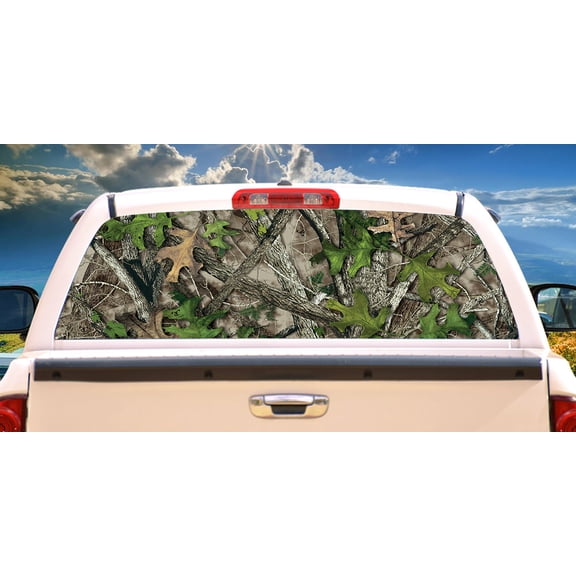 SignMission Htc Green Rear Window Graphic truck view thru vinyl decal HD Graphics Professional Grade Material Universal Fit for Full Size Trucks Weatherproof & Car Wash Safe Made In The